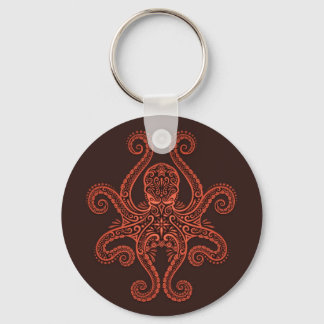 Intricate Red Octopus Keychain