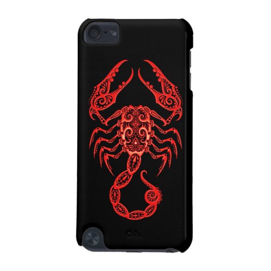 Intricate Red Scorpio Zodiac on Black iPod Touch (5th Generation) Cover (Back)