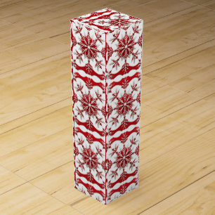 ❄️ Intricate Red Snowflake Elegant Holiday Joy🍷 Wine Box