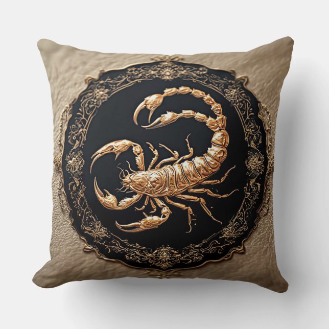 Intricate Scorpion Design with Ornate Accents Throw Pillow (Front)