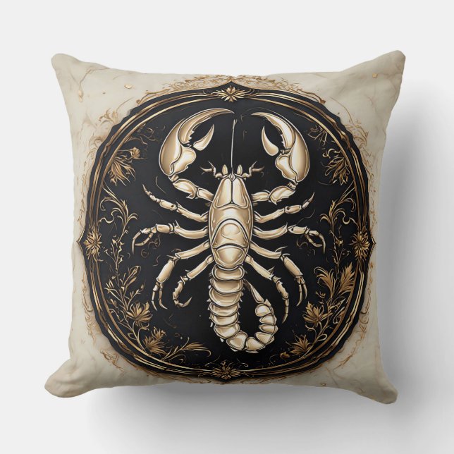 Intricate Scorpion Design with Ornate Accents Throw Pillow (Front)