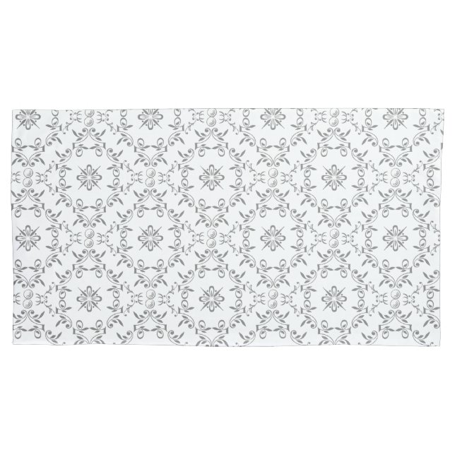 Intricate Scroll Pattern Gray Pillow Case (Front)