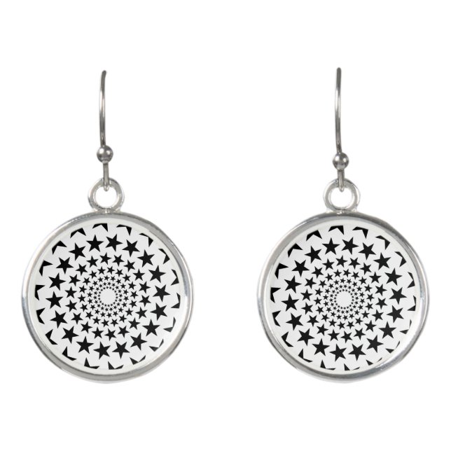 Intricate Silver Mandala Lace Earrings - Elegant  (Front)