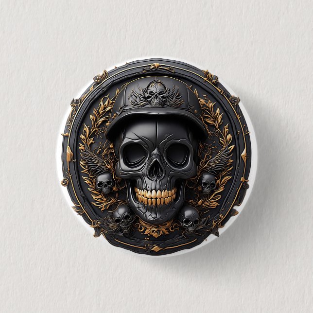 Intricate Skull Design Button (Front)