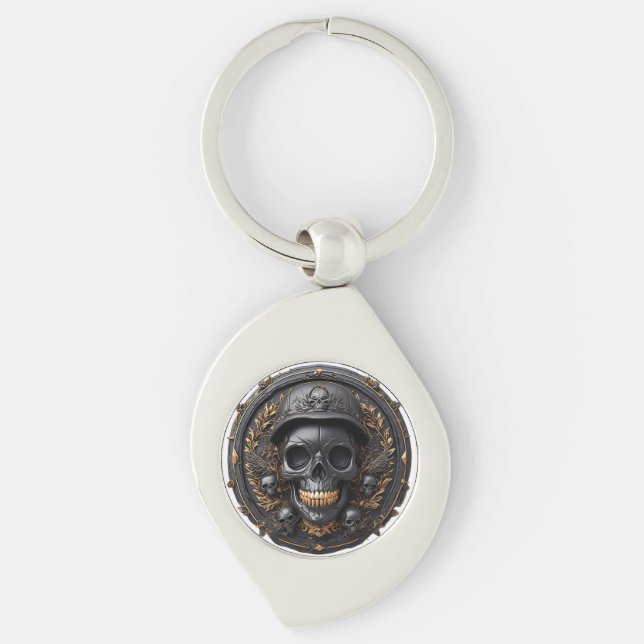 Intricate Skull Design Keychain (Front)