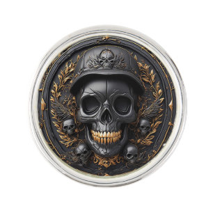 Intricate Skull Design Lapel Pin