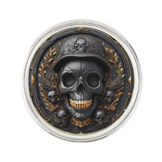 Intricate Skull Design Lapel Pin