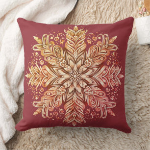 Intricate Snowflake Design Throw Pillow