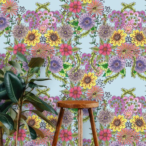 Intricate Soft Pastel Whimsical Floral Motifs