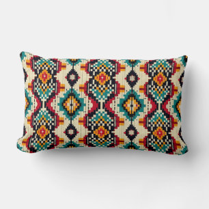 Intricate Southwestern Diamond Pattern Lumbar Pillow