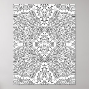 Intricate Star Mandala Pattern Coloring Page Art Poster