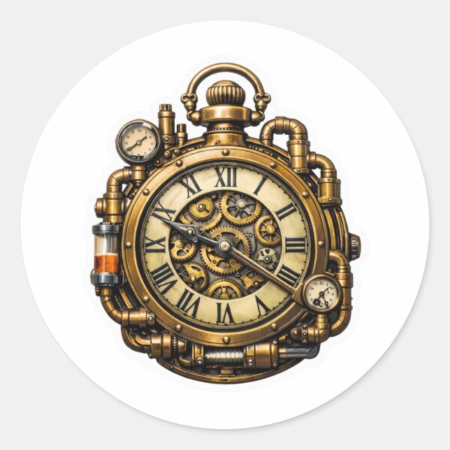 Intricate Steampunk Pocket Watch Sticker (Front)