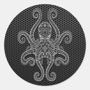 Intricate Steel Mesh Octopus Classic Round Sticker