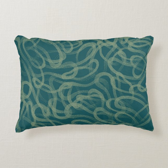 Intricate stippled texture, turquoise abstract pat accent pillow (Front)