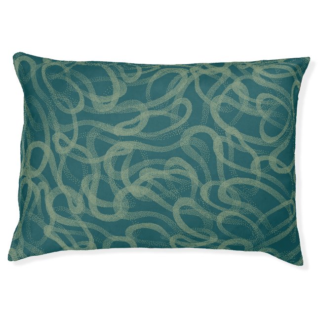 Intricate stippled texture, turquoise abstract pat pet bed (Front)