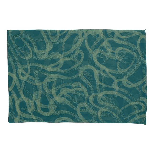 Intricate stippled texture, turquoise abstract pat pillow case (Front)