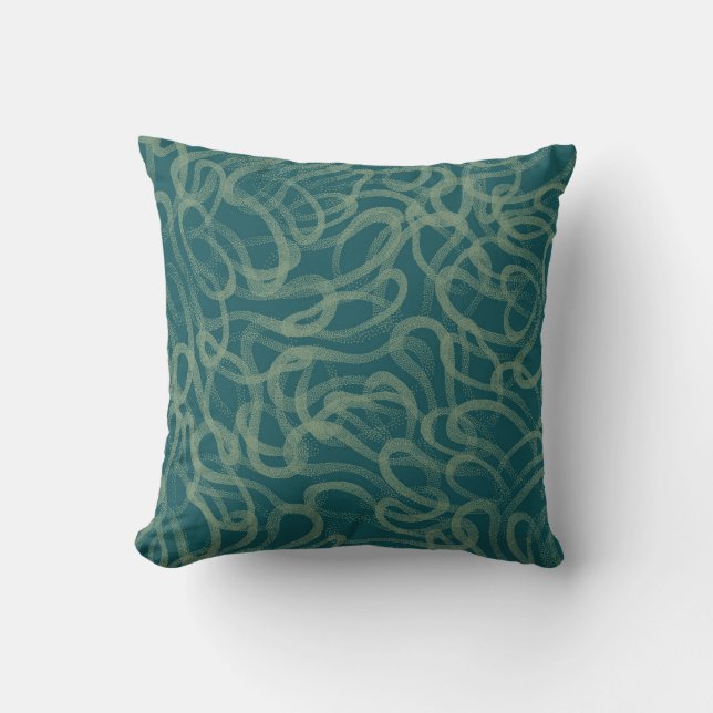 Intricate stippled texture, turquoise abstract pat throw pillow (Front)