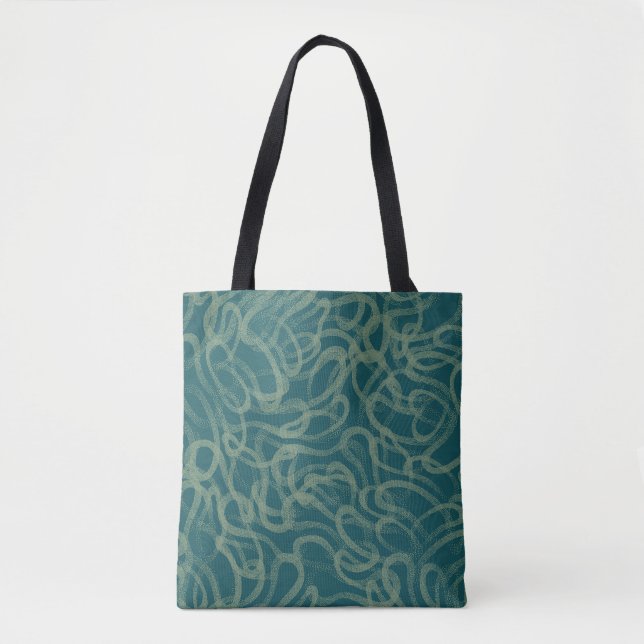 Intricate stippled texture, turquoise abstract pat tote bag (Front)