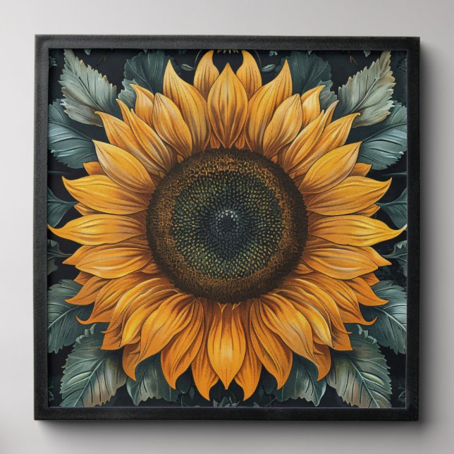 Intricate Sunflower Botanical Art Decoupage Peel And Stick Photo Tile (Front Set)
