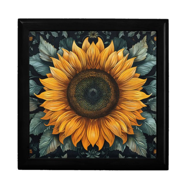 Intricate Sunflower Botanical Art Gift Box (Front)