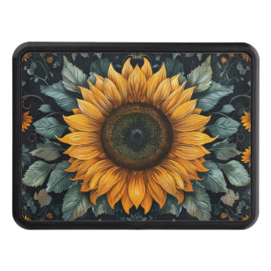Intricate Sunflower Botanical Art Hitch Cover