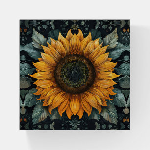 Intricate Sunflower Botanical Art Paperweight