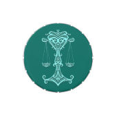 Intricate Teal Blue Libra Zodiac Jelly Belly Candy Tin (Top)