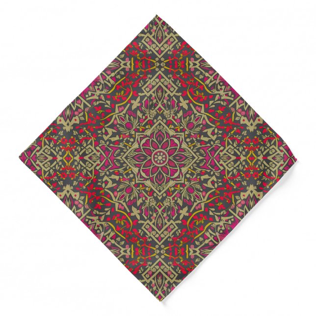 Intricate, Traditional Oriental Rug Motif Design Bandana (Front)