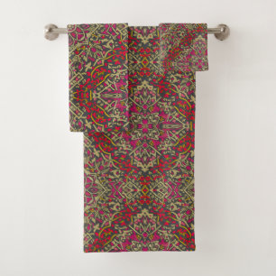 Intricate, Traditional Oriental Rug Motif Design Bath Towel Set