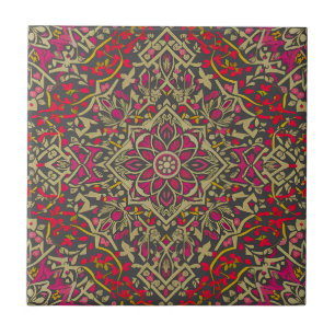 Intricate, Traditional Oriental Rug Motif Design Ceramic Tile