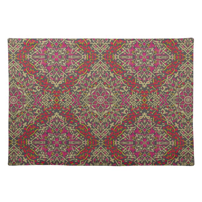 Intricate, Traditional Oriental Rug Motif Design Cloth Placemat (Front)