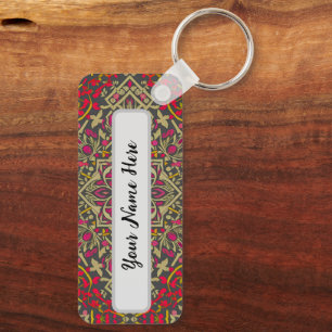 Intricate, Traditional Oriental Rug Motif Design Keychain