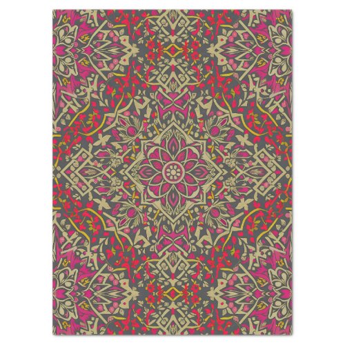 Intricate Traditional Oriental Rug Motif Design Tissue Paper