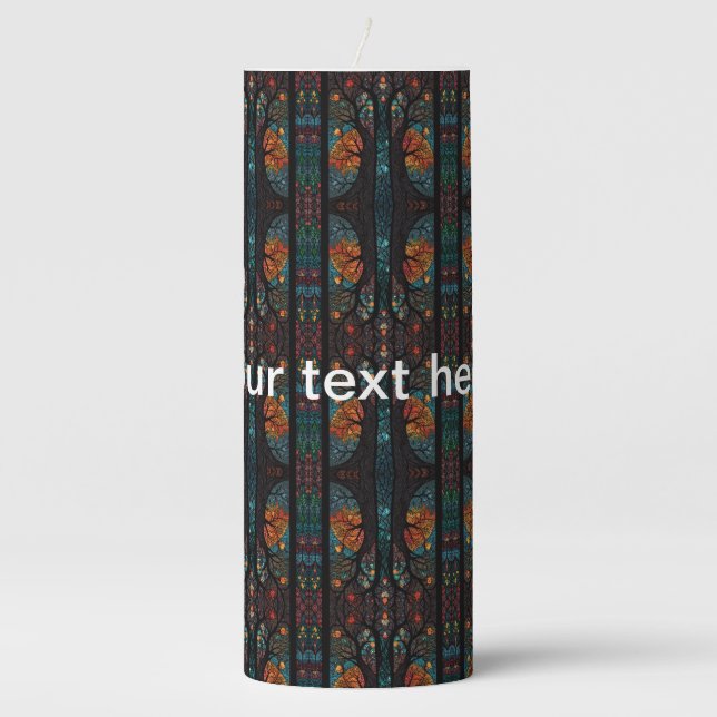 Intricate Tree Patterns  Pillar Candle (Front)