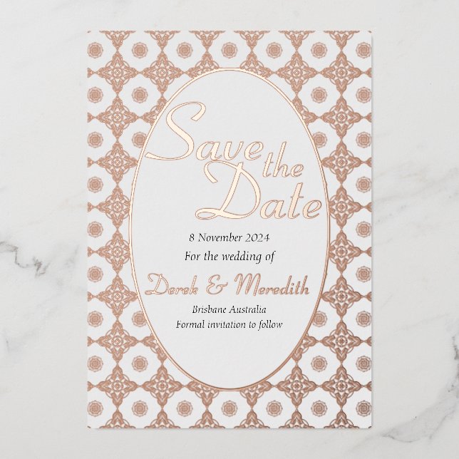 Intricate Wedding Save the Date Invitation  Foil Invitation (Front)