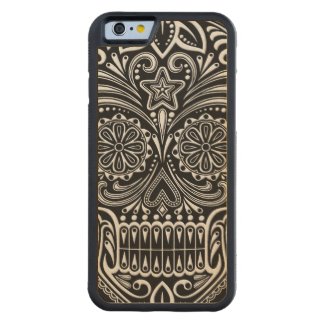 Intricate White and Black Sugar Skull Carved® Maple iPhone 6 Bumper Case