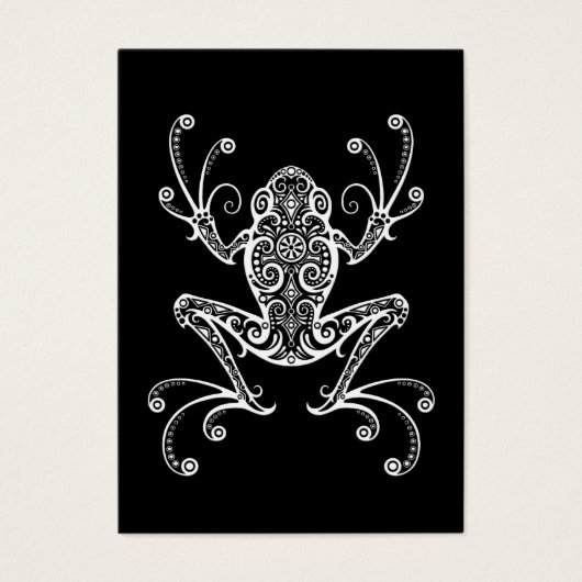 Intricate White Tree Frog on Black (Front)
