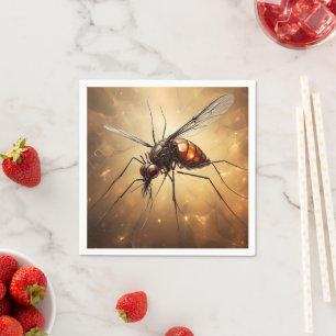 Intricate Wings: The Mosquito Fractal Art Napkins