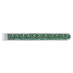 Intricate Wire Green Pattern Silver Finish Tie Bar