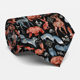  Intricate woodland animals pattern Neck Tie