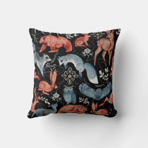  Intricate woodland animals pattern Throw Pillow