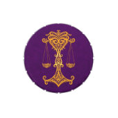 Intricate Yellow Libra Zodiac on Purple Jelly Belly Candy Tin (Top)