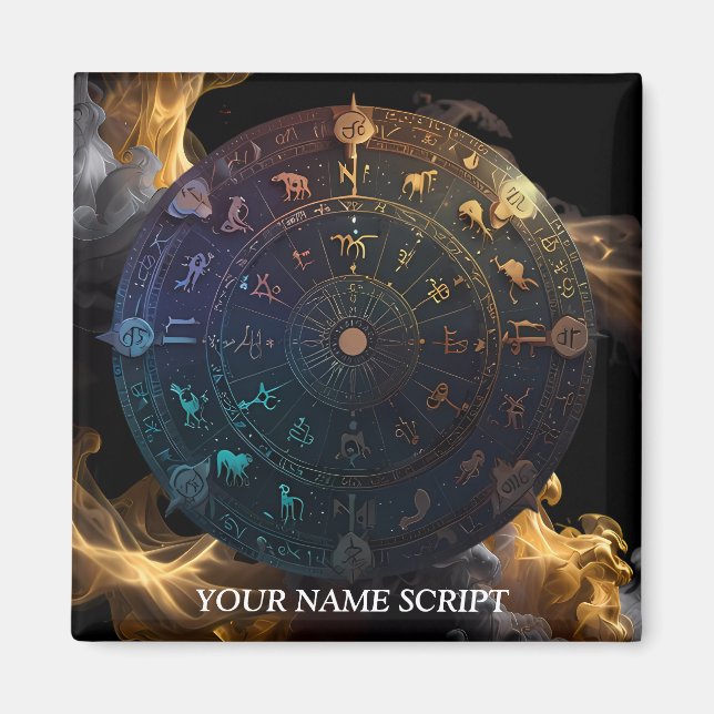 Intricate Zodiac Disk Astrology Art & Décor Magnet (Front)