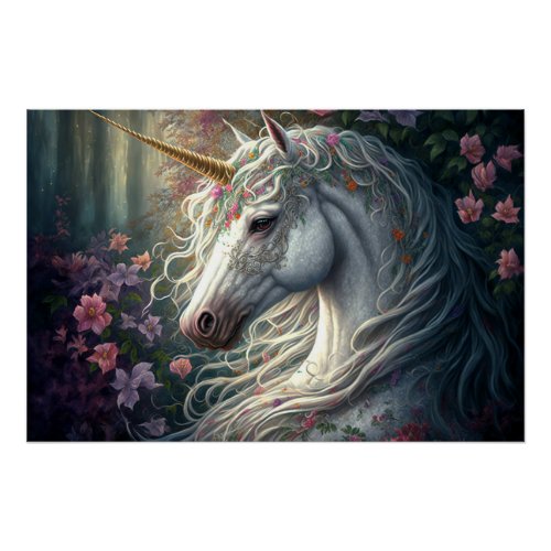 Intricately detailed Mystical Unicorn Poster