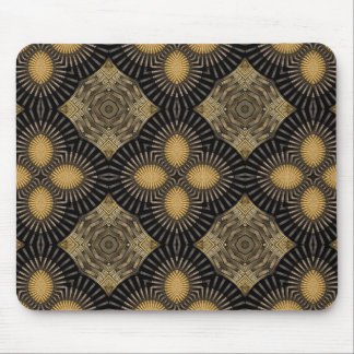 Intrication Black and Gold Geometric Pattern Mouse Pad