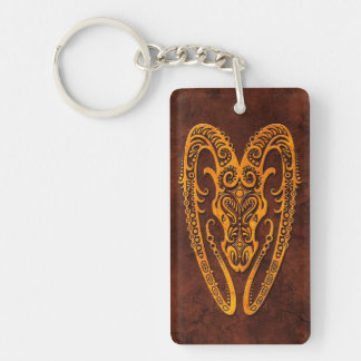 Intrictate Stone Aries Symbol Keychain