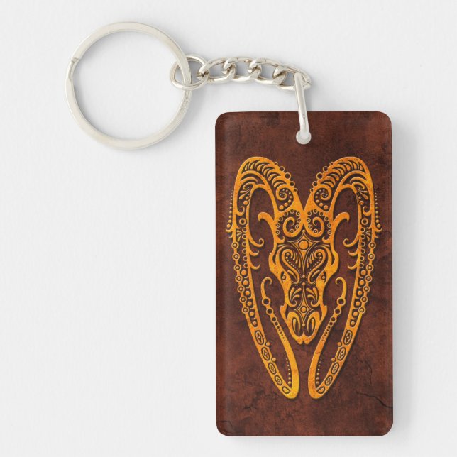 Intrictate Stone Aries Symbol Keychain (Front)