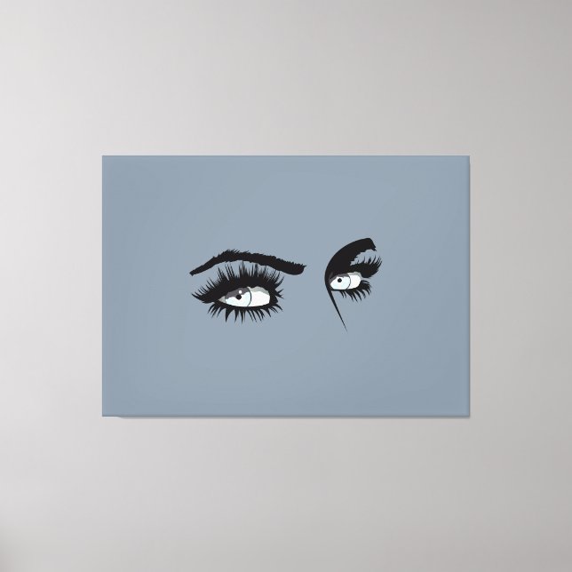 Intriguing Black&Blue Contemporary Female Glance Canvas Print (Front)