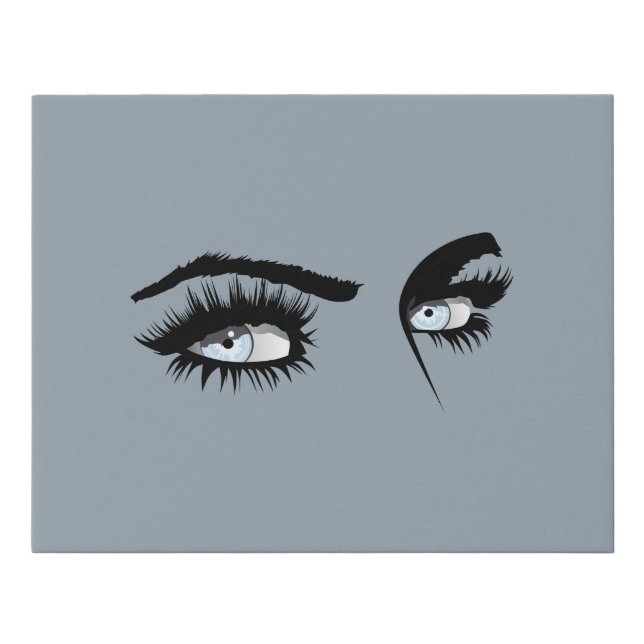 Intriguing Black&Blue Contemporary Woman Glance Faux Canvas Print (Front)
