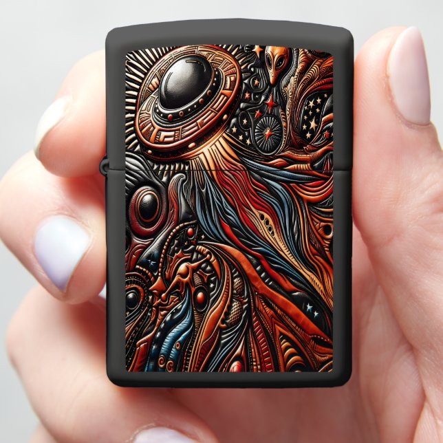 Intriguing Celestial Encounter With Alien Life Zippo Lighter (In Hand)